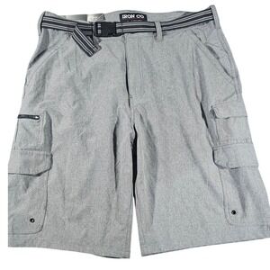 Iron Co Hybrid Cargo Shorts Mens 36 Heather Grey I427802S Hiking Utility Belted